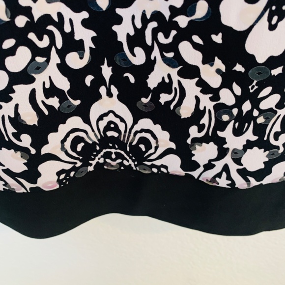 Joseph Ribkoff Damask Print Dress Size 8 Black White Sequins Body Con - Picture 8 of 14